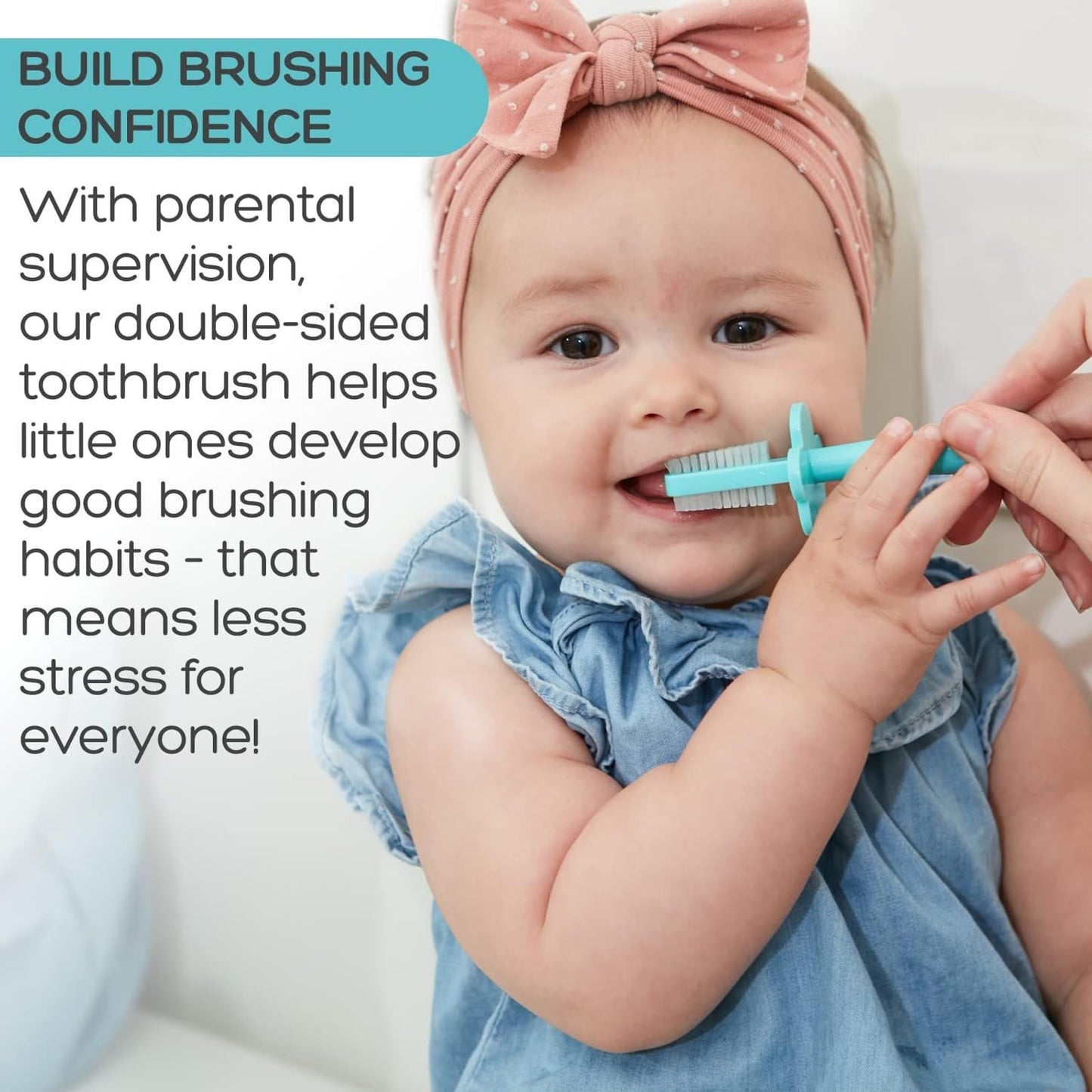 Grabease Toddler Toothbrush Double Sided with Safety Guard – Baby Training Toothbrush Set (Gray) | 1 Count