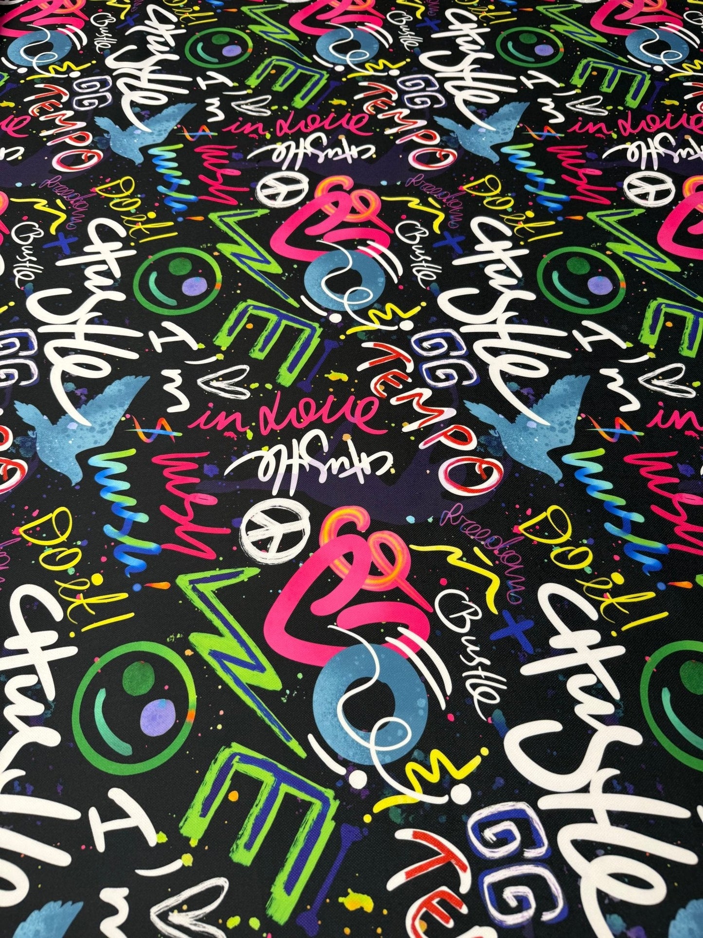 Graffiti Street Art Fabric – Multiple Fabric Options, Sold by Metre