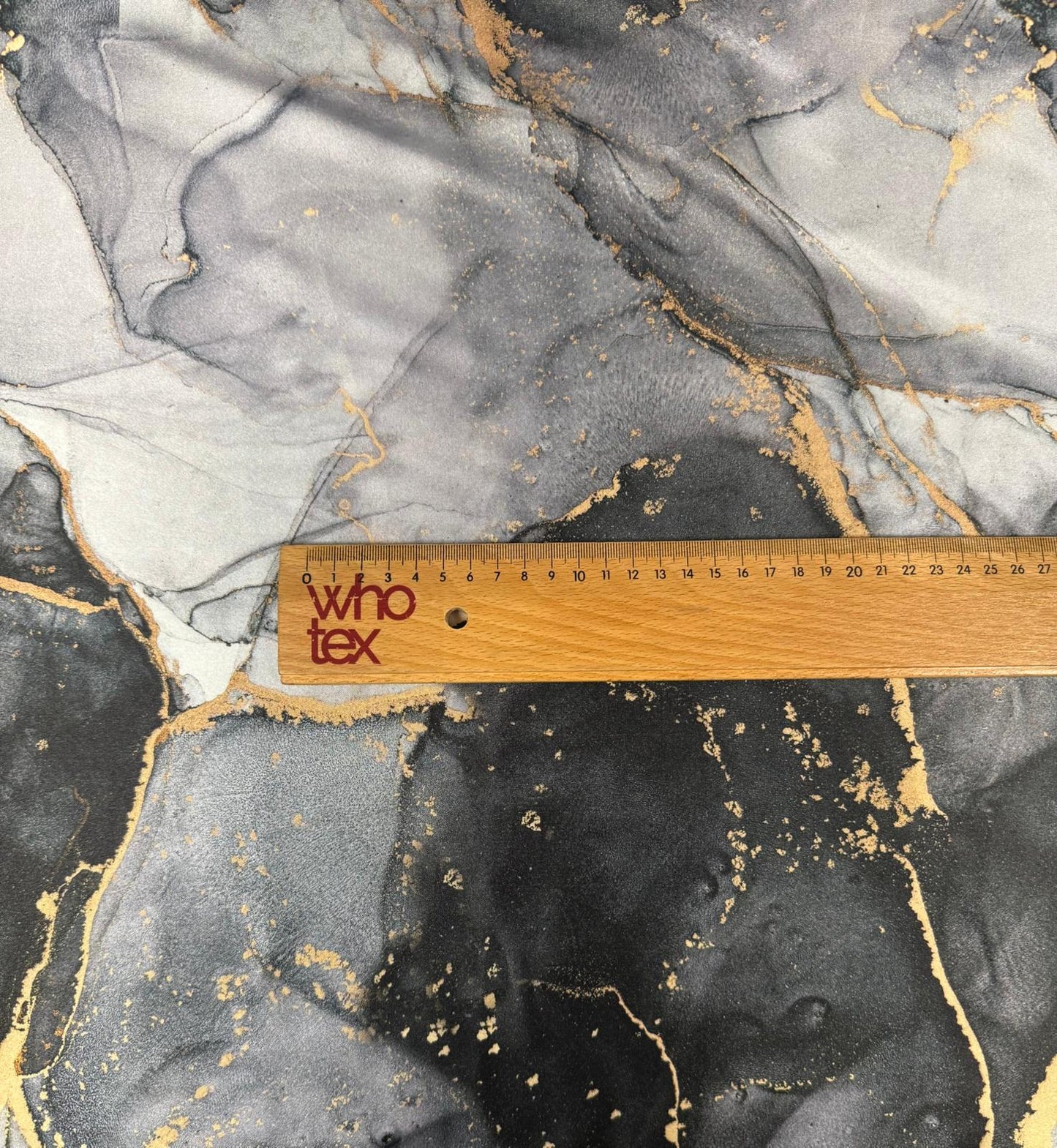 Gray Tie Dye Fabric with Gold Accents by the Metre