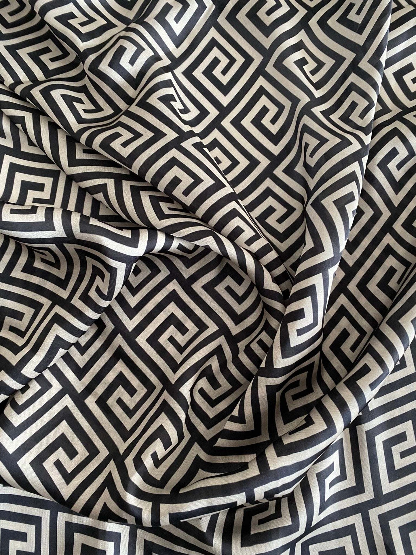 Greek Key Design Fabric by Metre