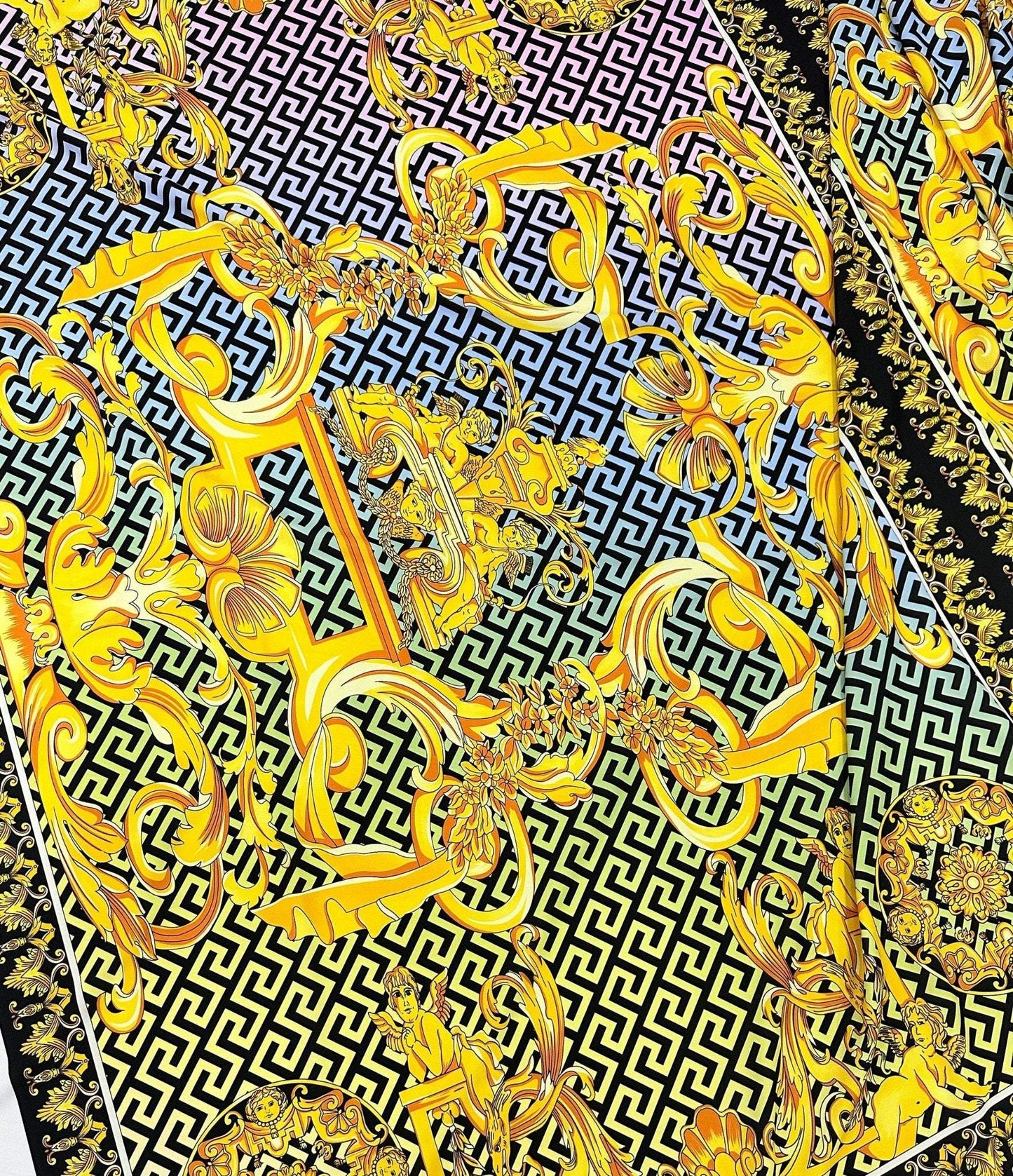 Gold Baroque Greek Key Pattern Fabric Sold by Metre