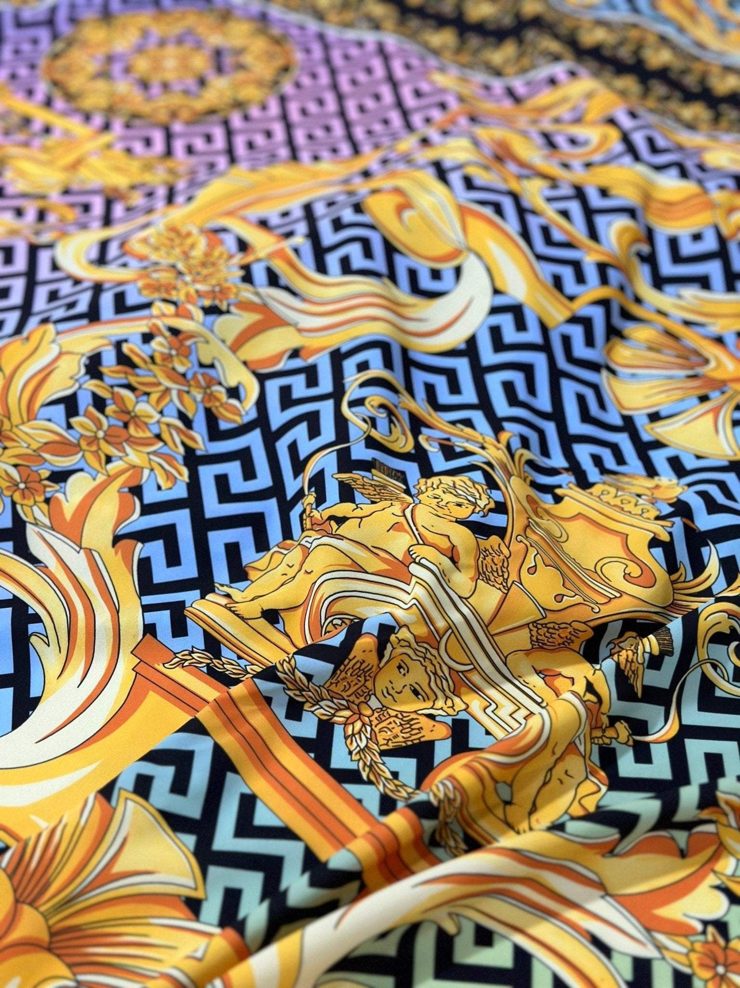 Gold Baroque Greek Key Pattern Fabric Sold by Metre