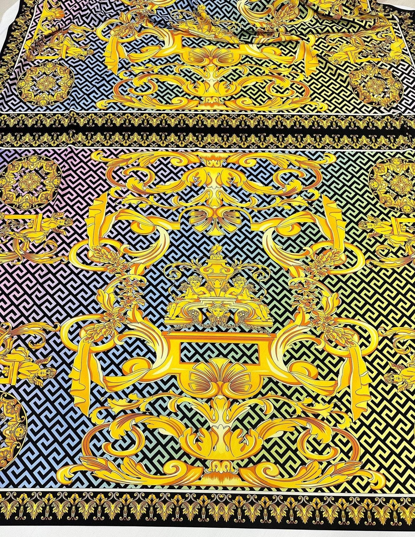 Gold Baroque Greek Key Pattern Fabric Sold by Metre