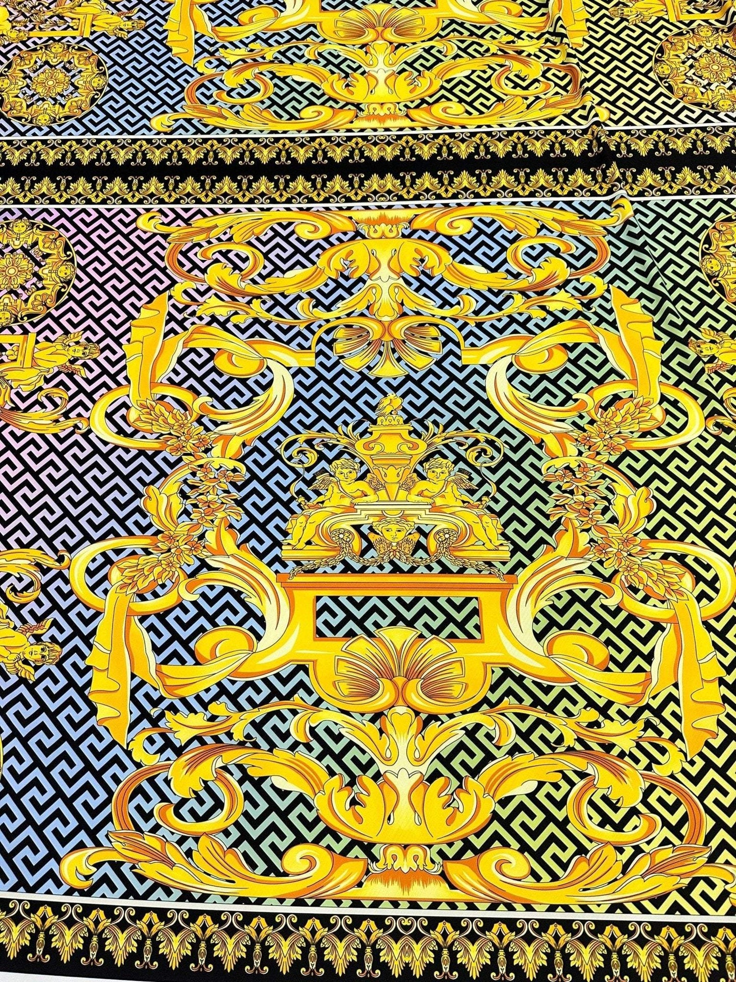 Gold Baroque Greek Key Pattern Fabric Sold by Metre