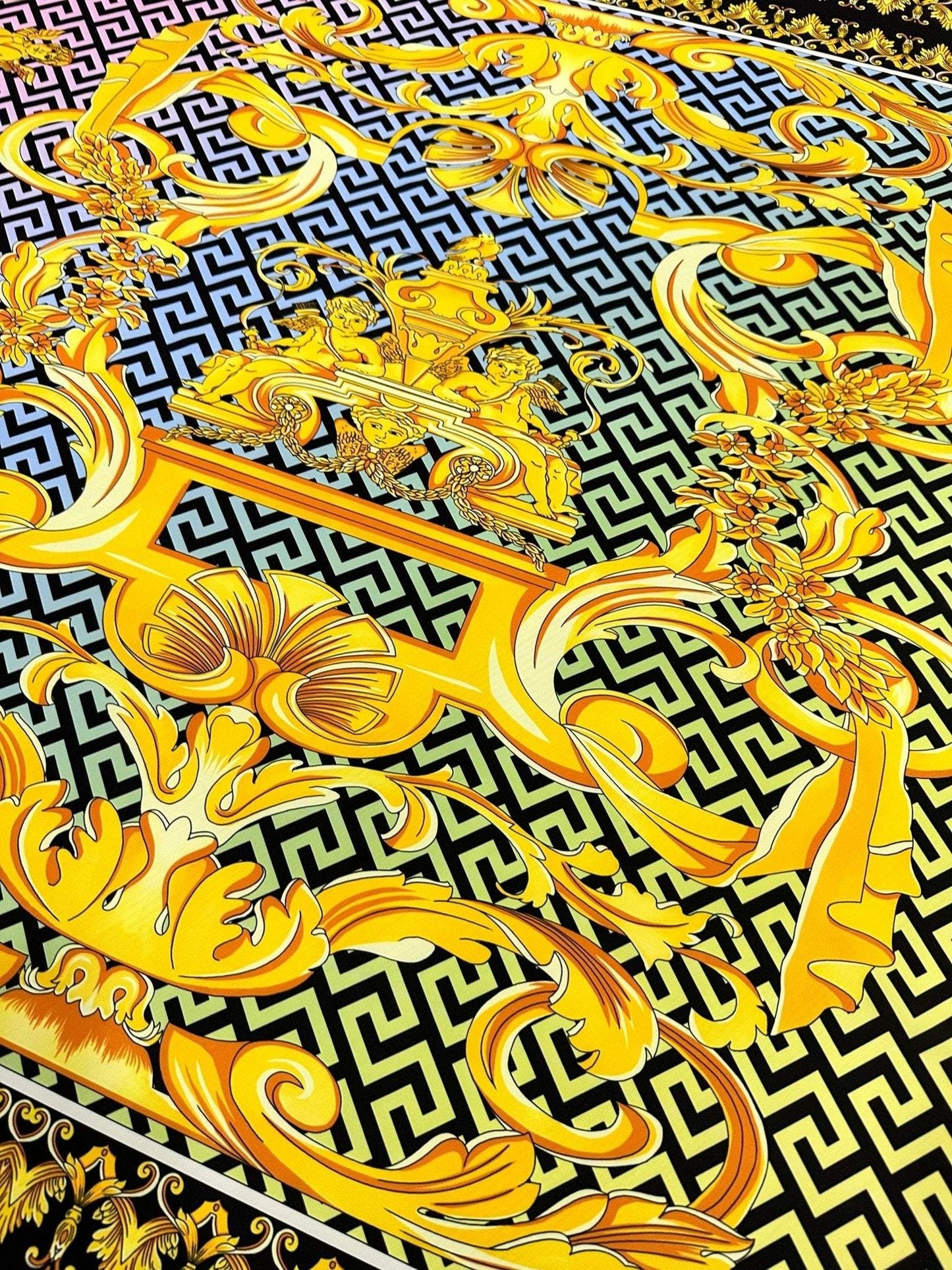 Gold Baroque Greek Key Pattern Fabric Sold by Metre