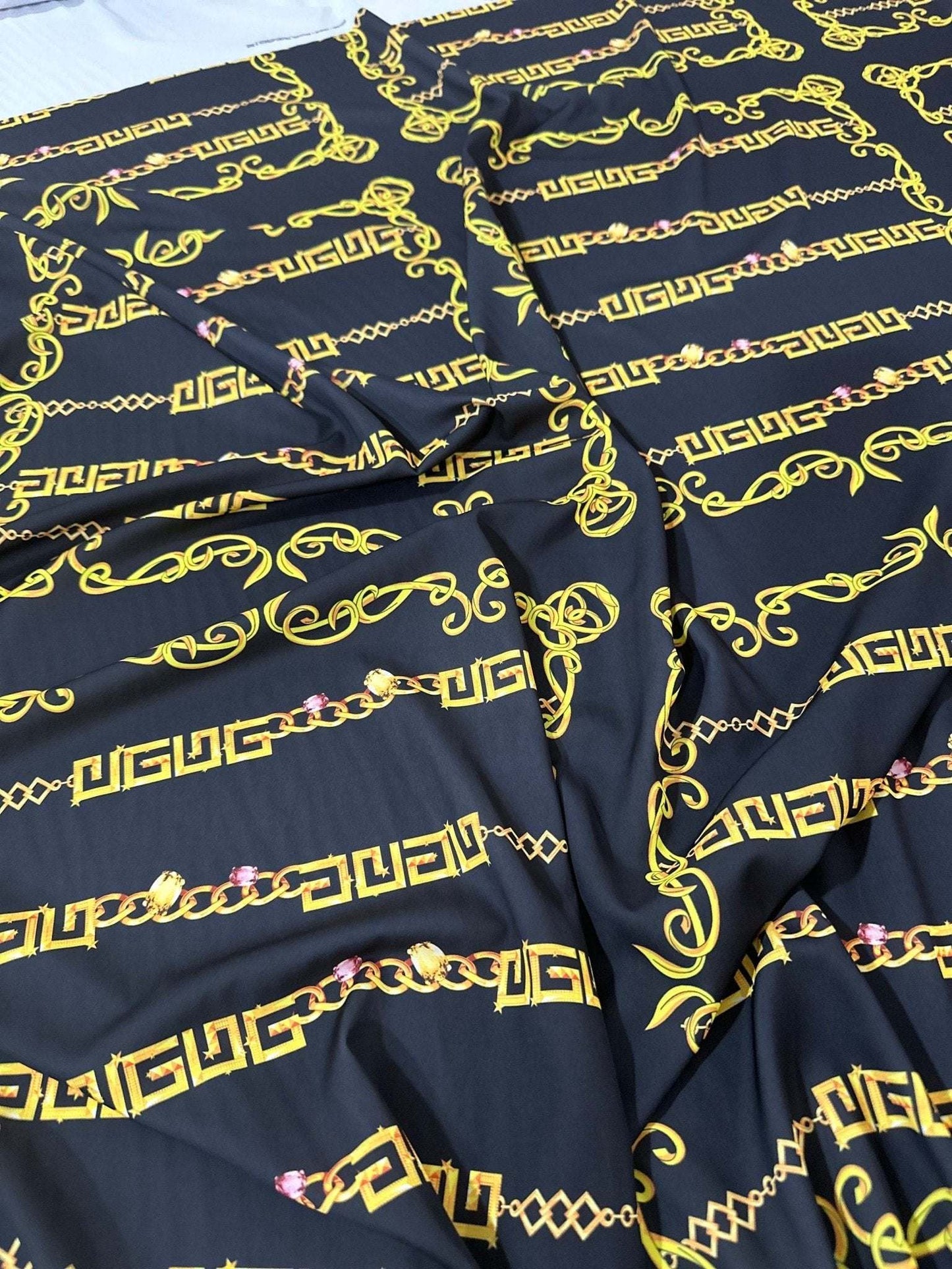 Gold Greek Key Fabric by Metre