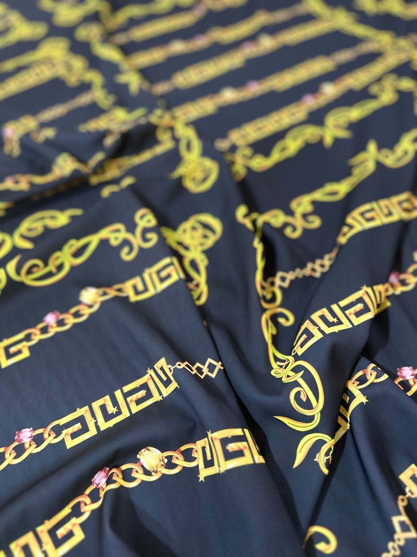 Gold Greek Key Fabric by Metre