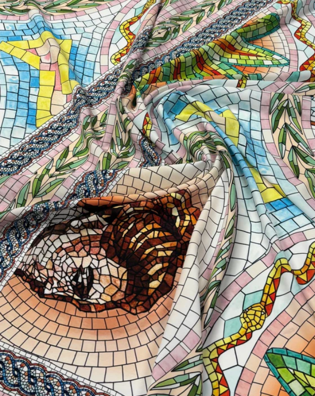 Greek Mosaic Print Fabric By Metre