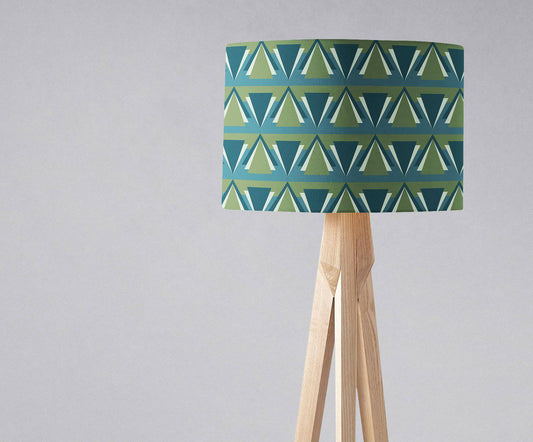 Green and Blue Drum Lampshade, Art Deco Design Shade for Table, Floor or Ceiling Pendant Light