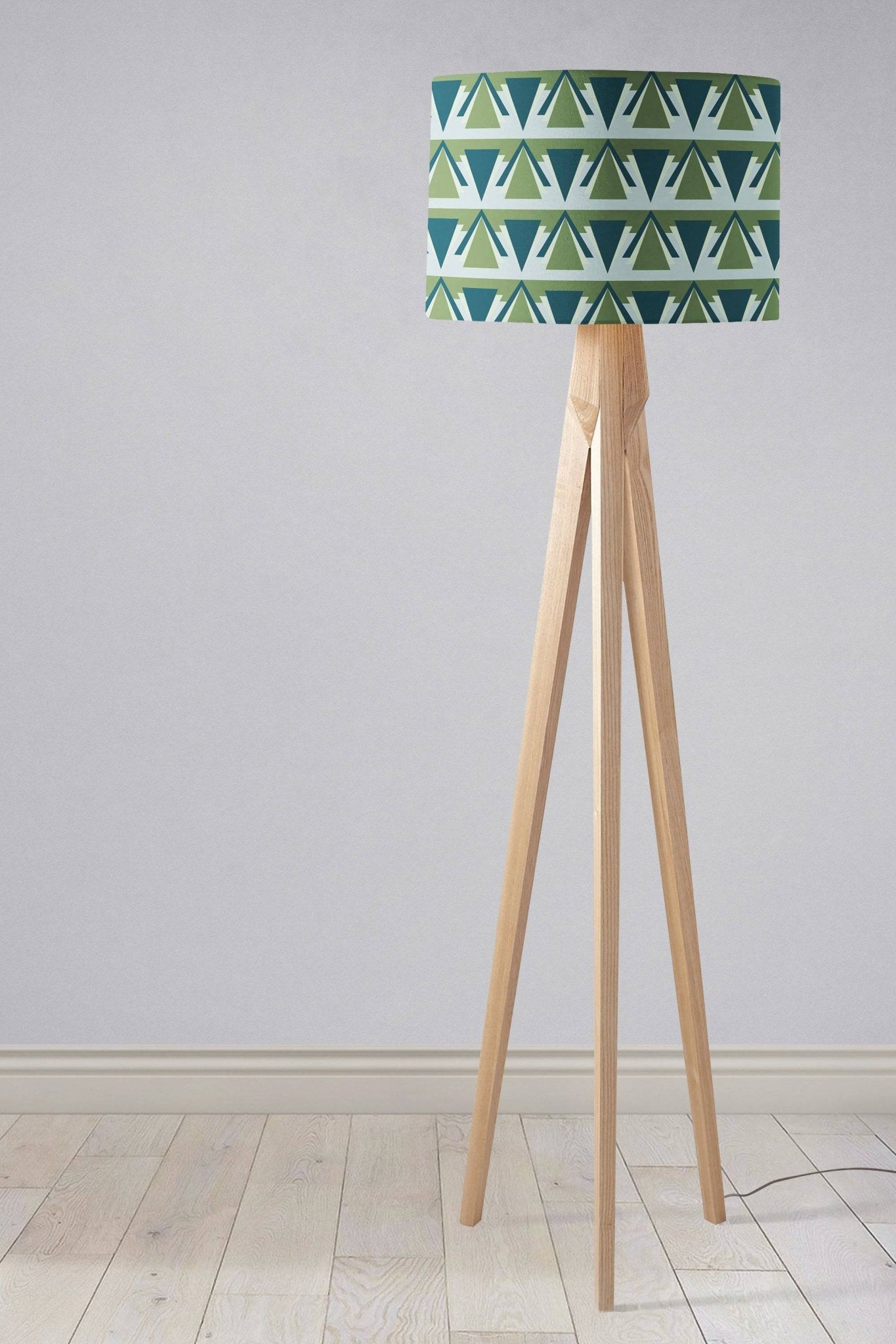 Green and Grey Drum Lampshade, Art Deco Design Shade for Table, Floor or Ceiling Pendant Light
