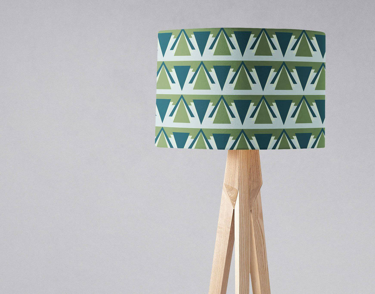 Green and Grey Drum Lampshade, Art Deco Design Shade for Table, Floor or Ceiling Pendant Light