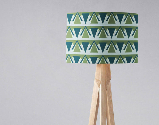 Green and Grey Drum Lampshade, Art Deco Design Shade for Table, Floor or Ceiling Pendant Light