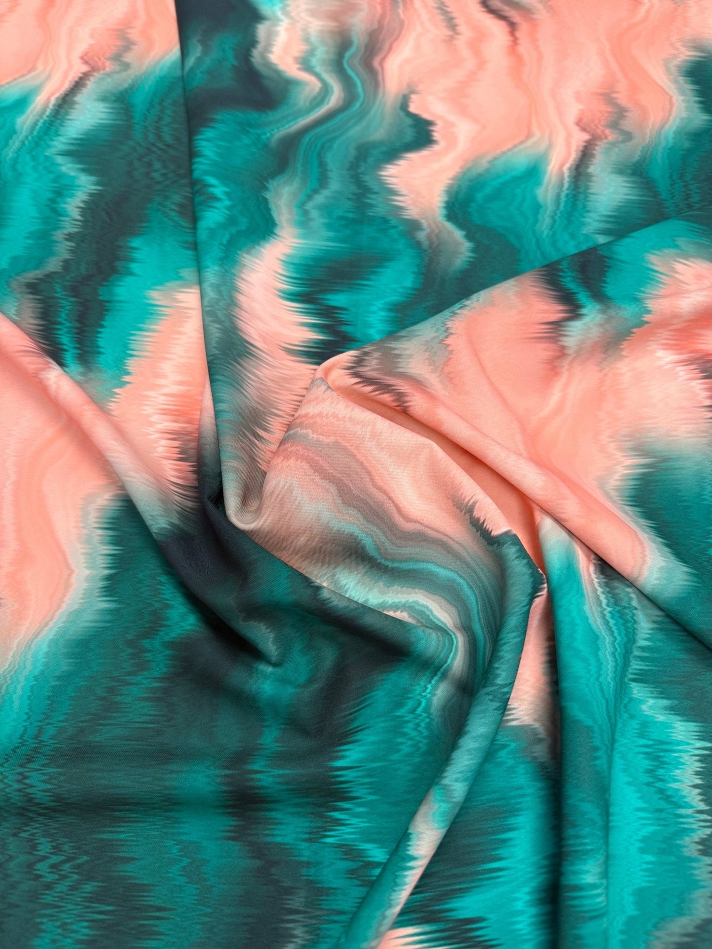 Green and Pink PatternTie Dye Fabric By Metre