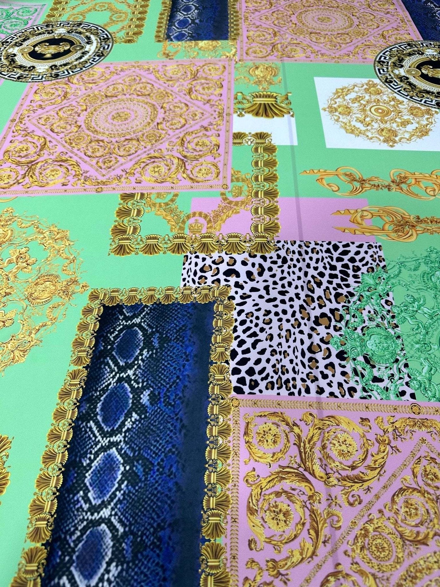 Green Baroque Crepe Fabric by Metre