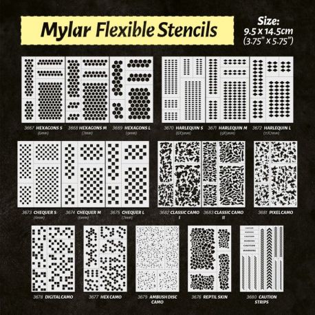 Green Stuff World - Mylar Flexible Stencils HARLEQUIN Small (6x3mm)