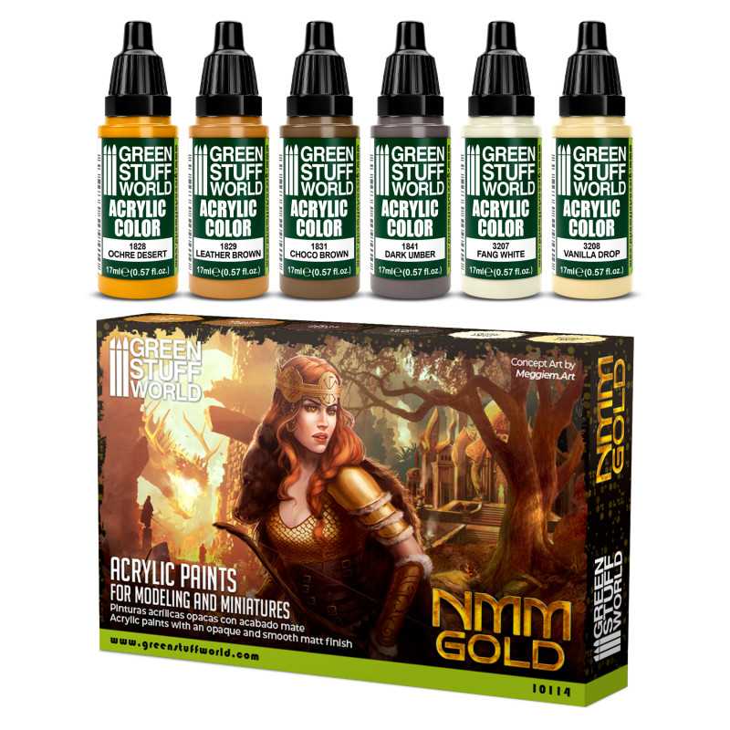 Green Stuff World Paint Set - NMM Gold