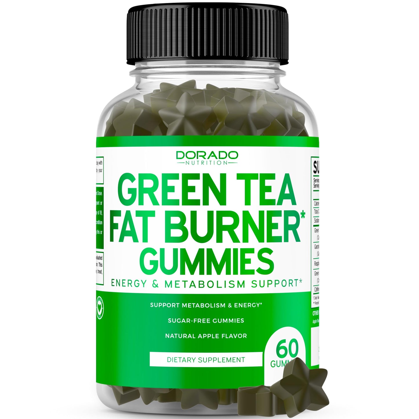 Green Tea Fat Burner Gummies (60 Count) – Apple Flavor – Weight Loss & Appetite Suppressant – USA Made