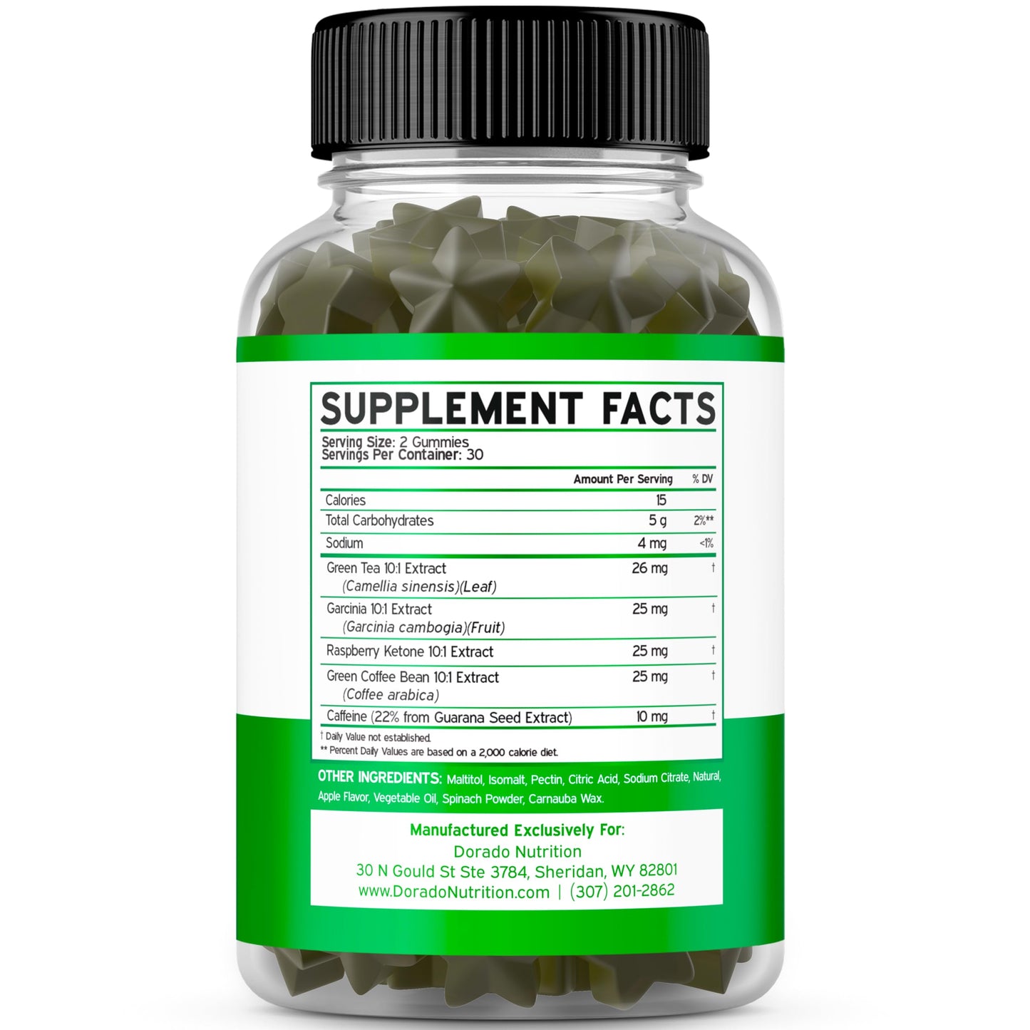 Green Tea Fat Burner Gummies (60 Count) – Apple Flavor – Weight Loss & Appetite Suppressant – USA Made