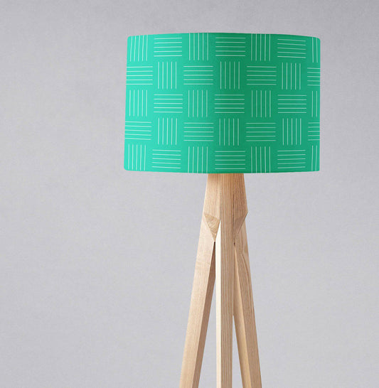 Green Drum Lampshade, Geometric Line Design Shade for Table, Floor or Ceiling Pendant Light
