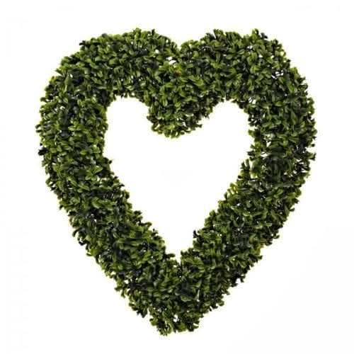 Large Artificial Boxwood Heart Wreath 40cm Hanging Topiary