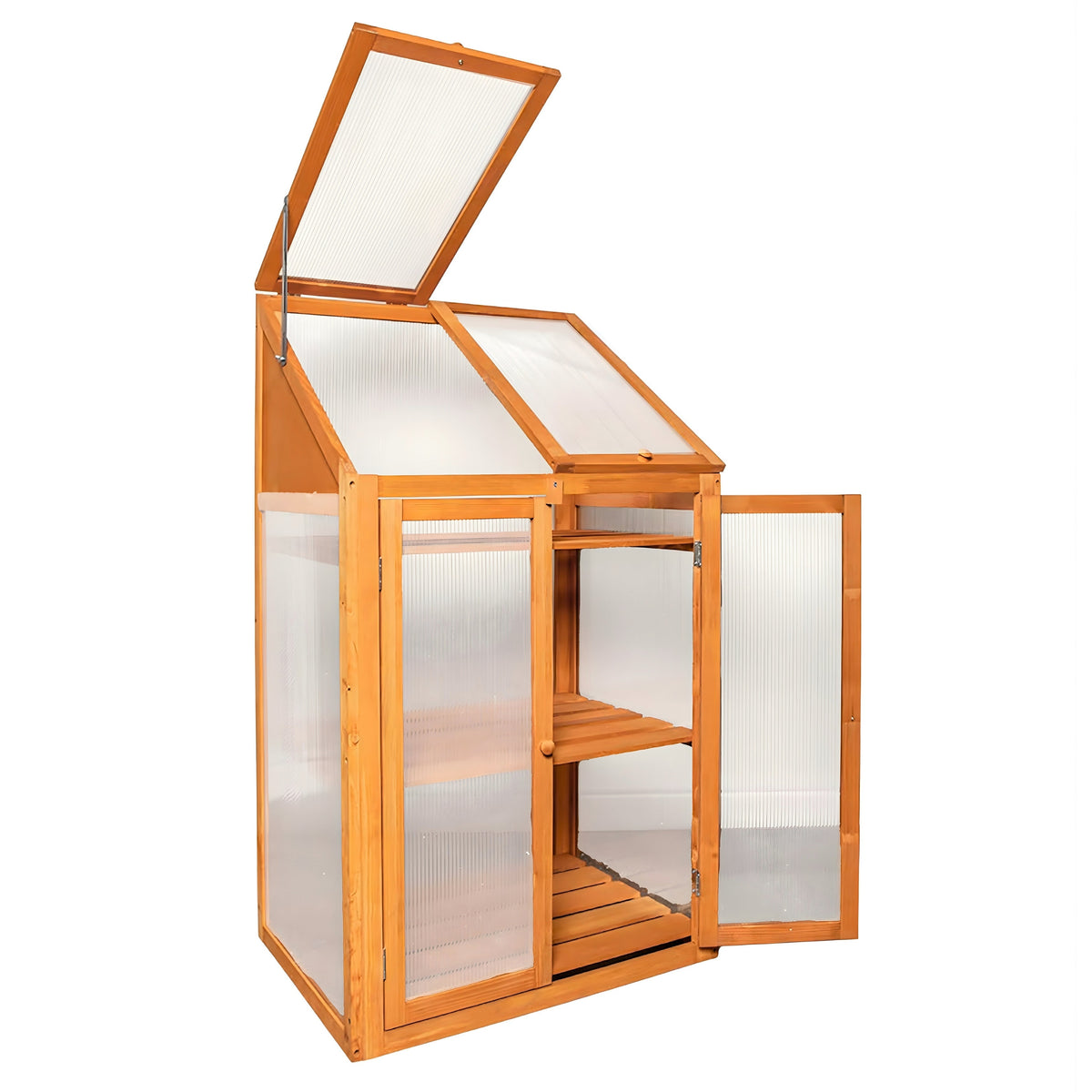 Large 3 Tier Wooden Garden Greenhouse with Polycarbonate Panels