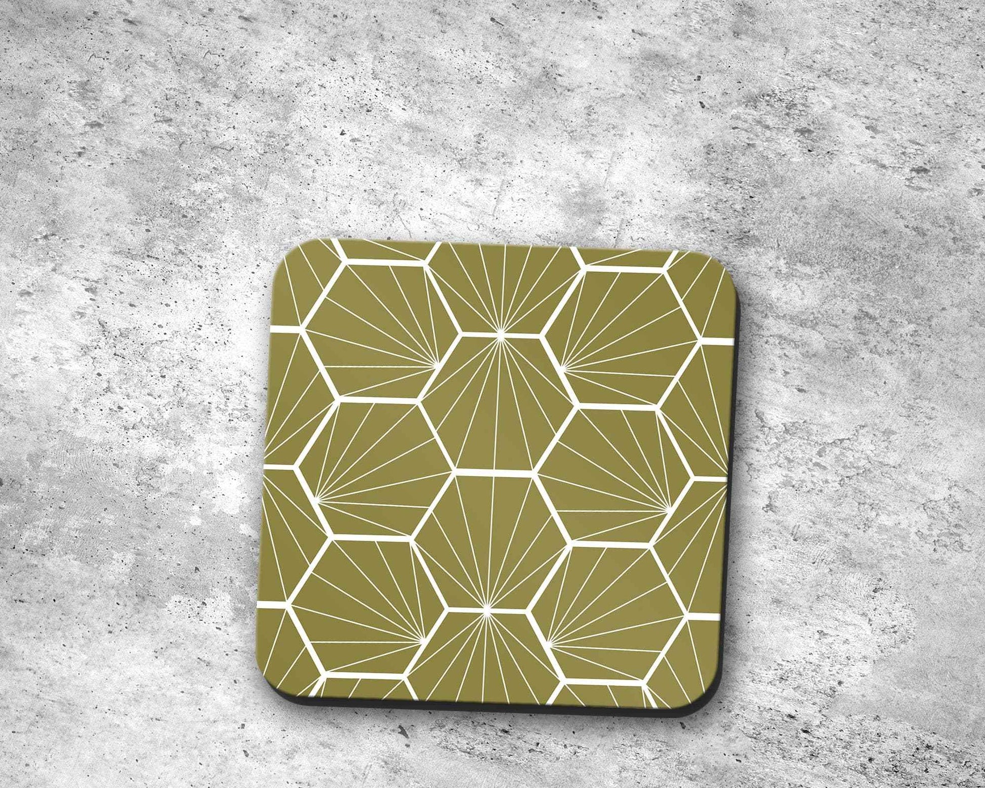 Olive Green Geometric Hexagons Placemats, Set of 4 or Set of 6