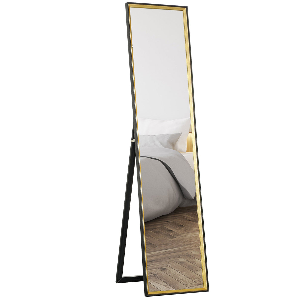 HOMCOM Full Length Mirror Wall Mount Leaning Standing Mirror, Black