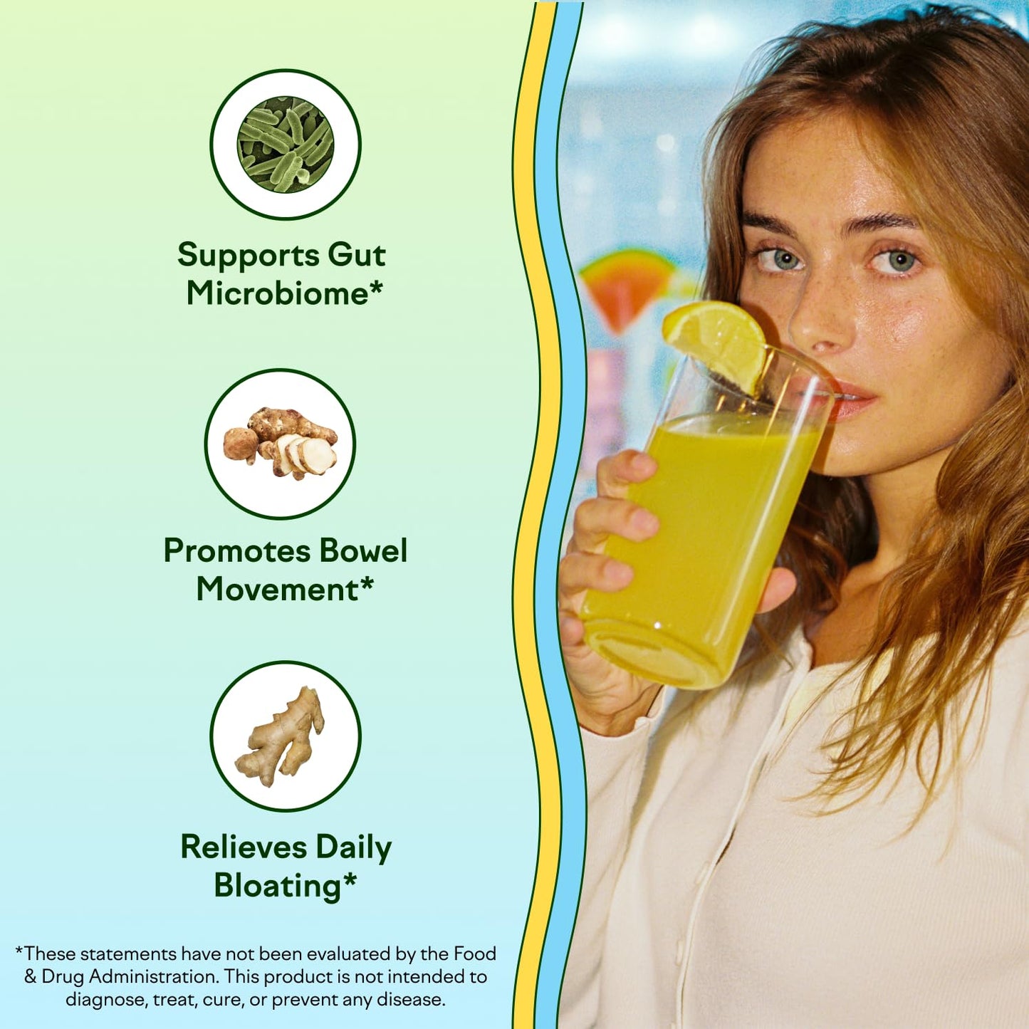 Feel Goods Gut Guardian, Organic Fiber, Probiotic & Prebiotic Powder, Sugar Free, Herbs for Bloat, Gut Health Support, Digestive Health for Men & Women, Non GMO, Vegan, Lemon Ginger, 15 Count