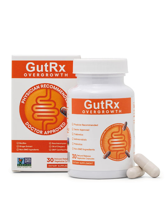 GutRx Overgrowth Probiotics for Gut Health — Saccharomyces boulardii, 30 Capsules