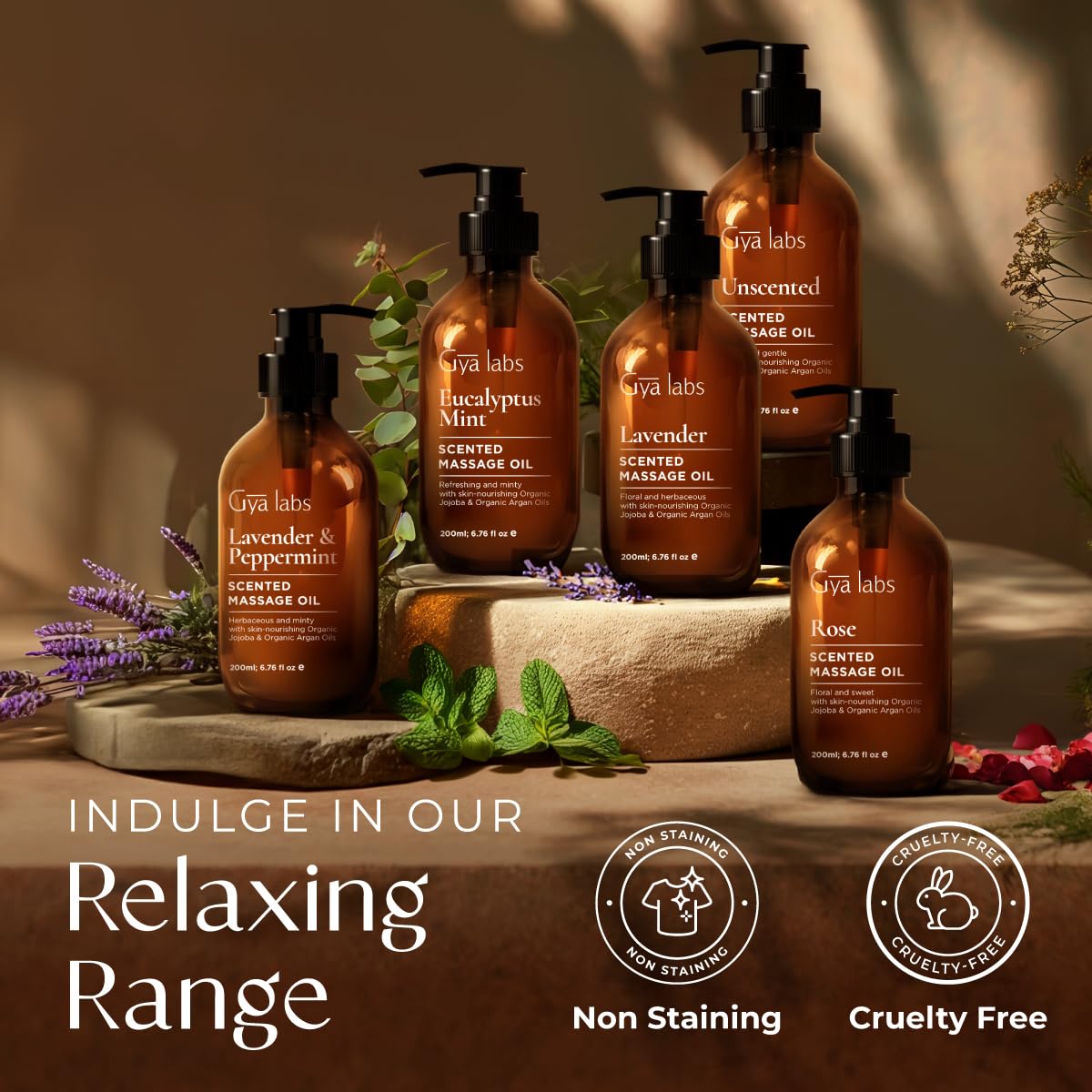 Gya Labs Destressing Massage Oil - 6.76 fl oz | Non-Greasy Sore Muscle Relief