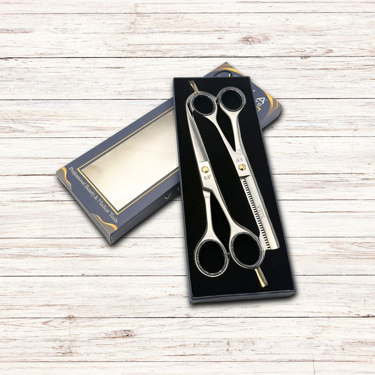 Haircut & Thinning Scissors Set - Silver 6.5 Inch