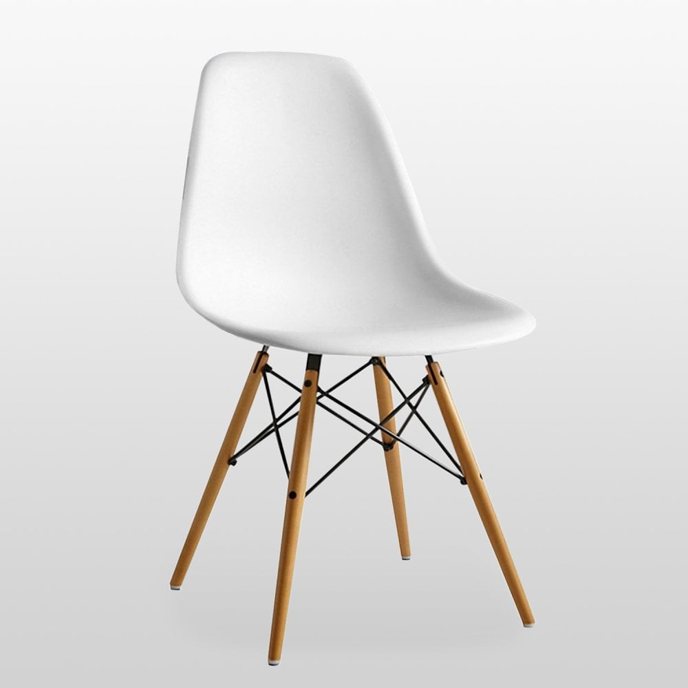 Halo Dining Table and Ghost Chair Set for 4 - Eiffel Plastic Chairs and a Rectangle Dining Table