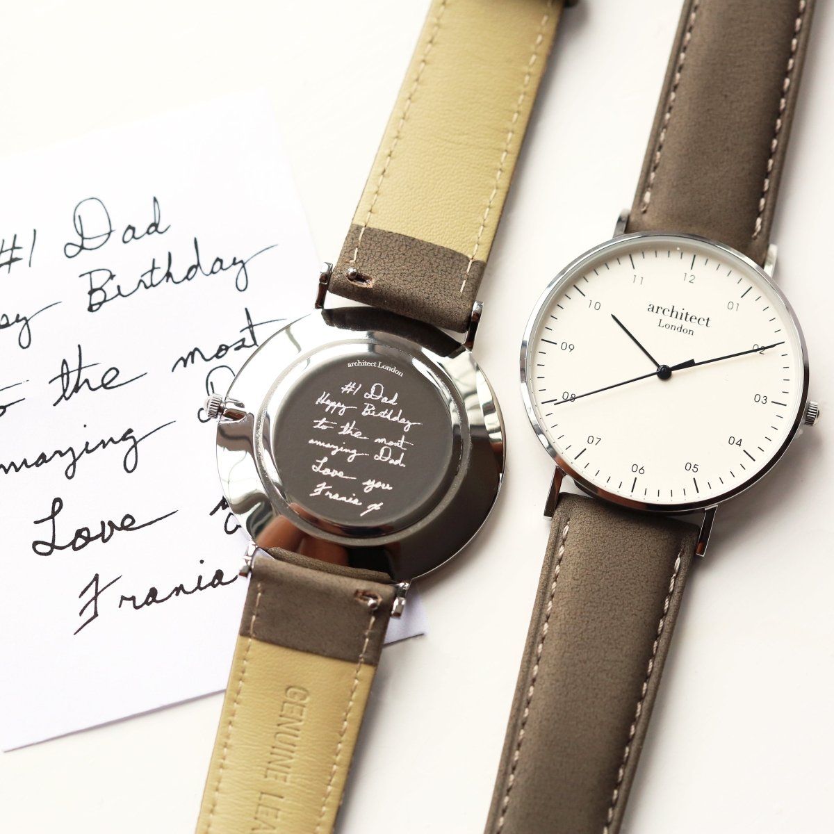 Handwriting Engraving - Men's Architect Zephyr, Urban Grey Strap