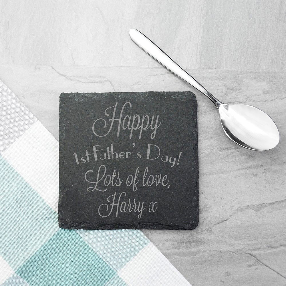 Happy 1st Father's Day Square Slate Keepsake