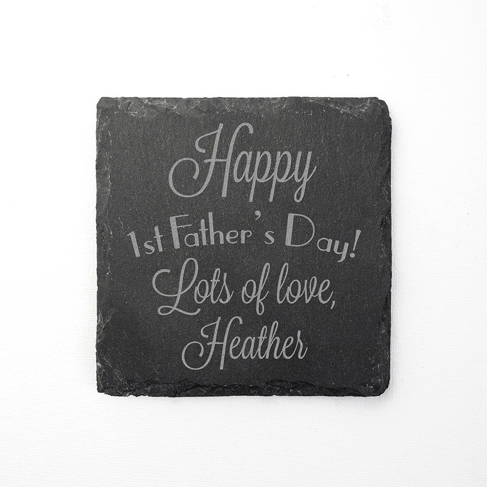 Happy 1st Father's Day Square Slate Keepsake
