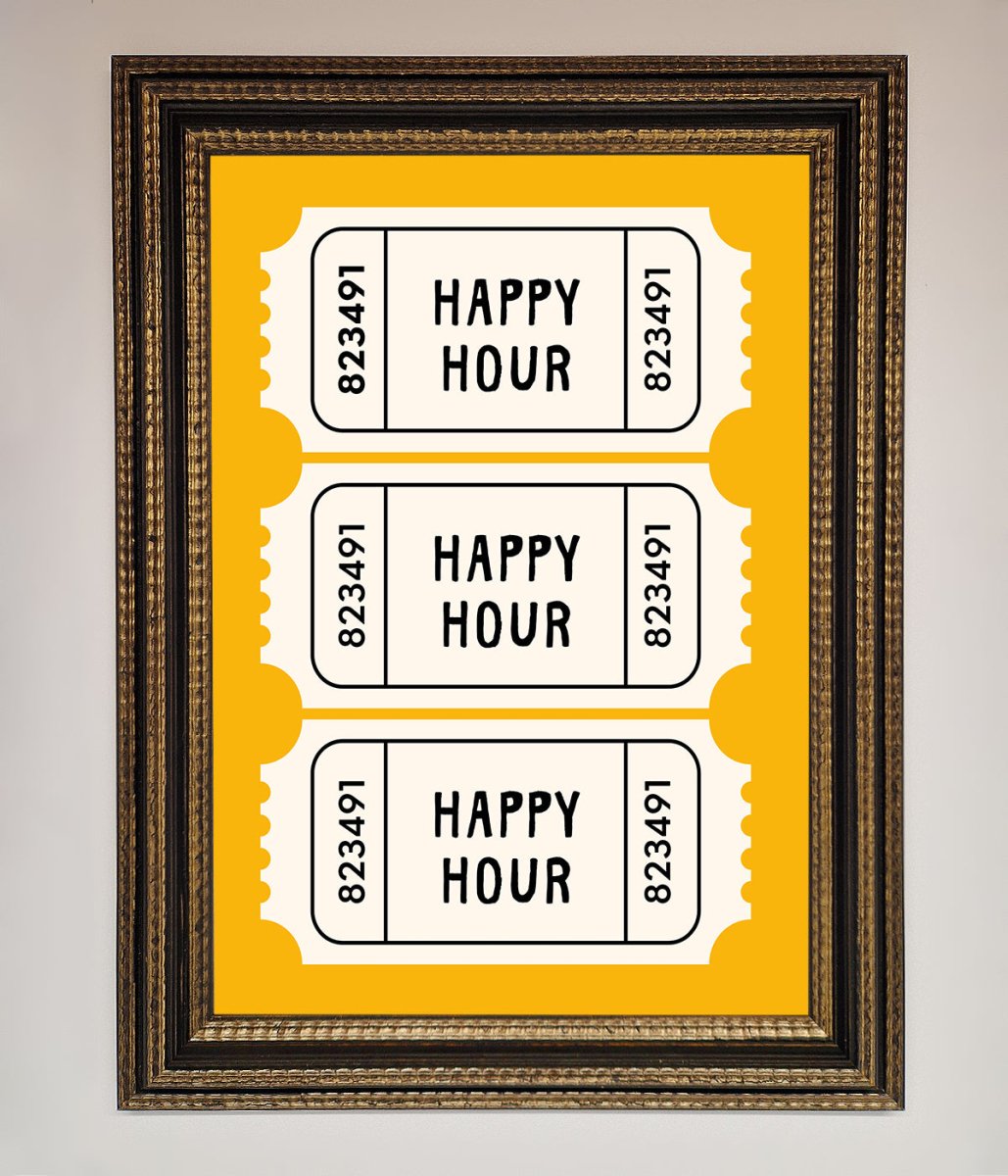 Happy Hour Mustard Framed Wall Art