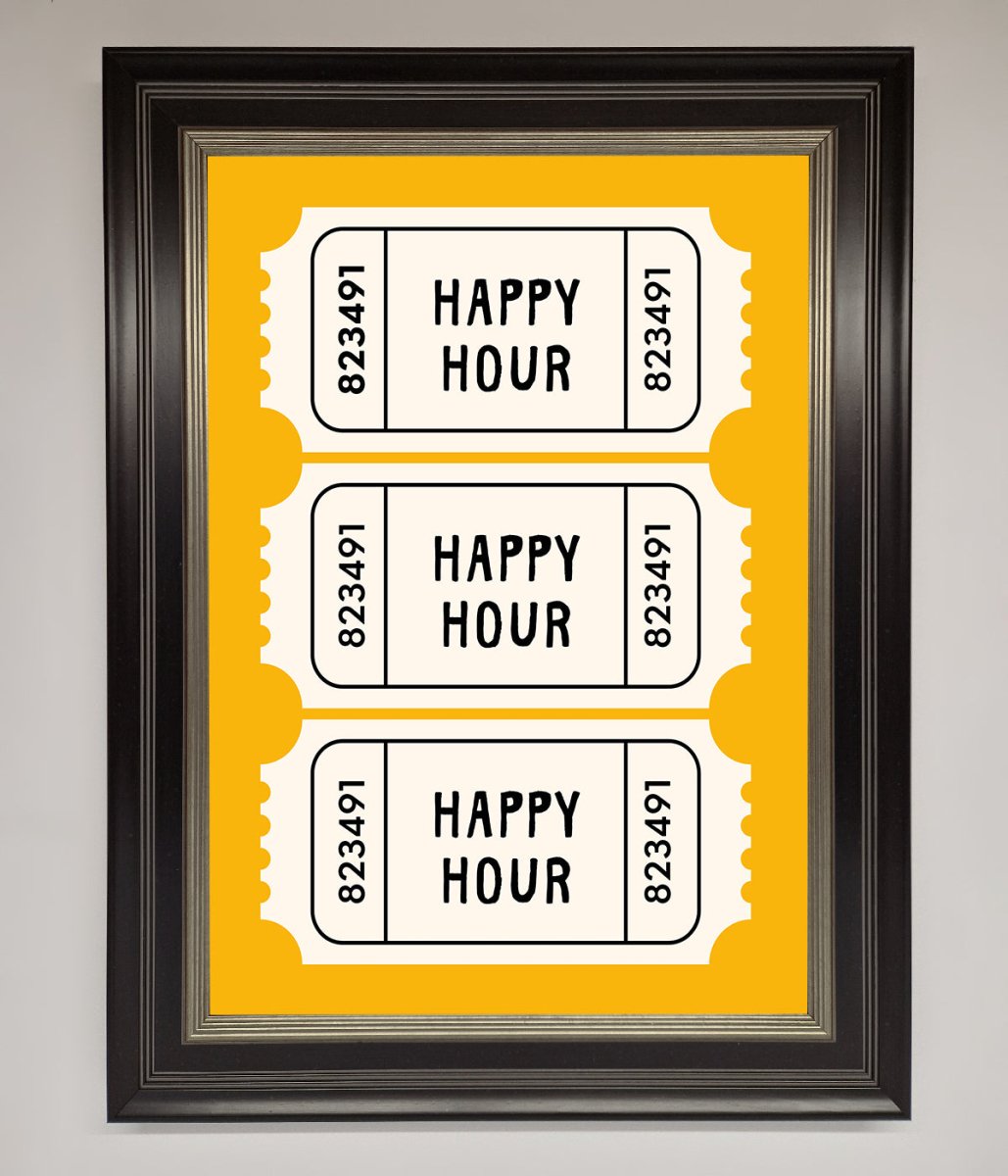 Happy Hour Mustard Framed Wall Art