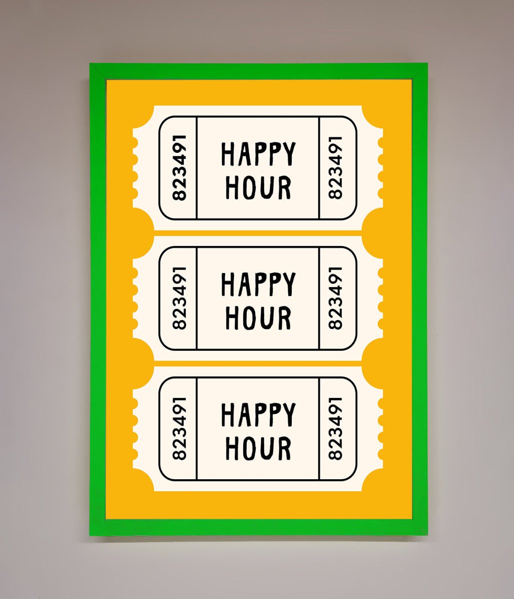 Happy Hour Mustard Framed Wall Art