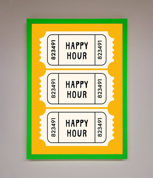 Happy Hour Mustard Framed Wall Art