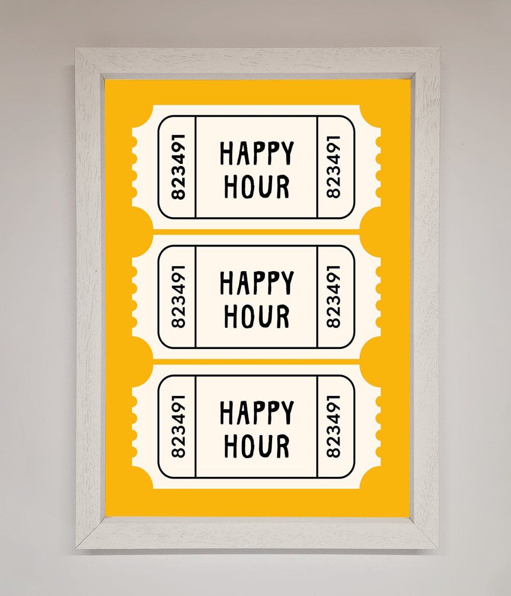 Happy Hour Mustard Framed Wall Art