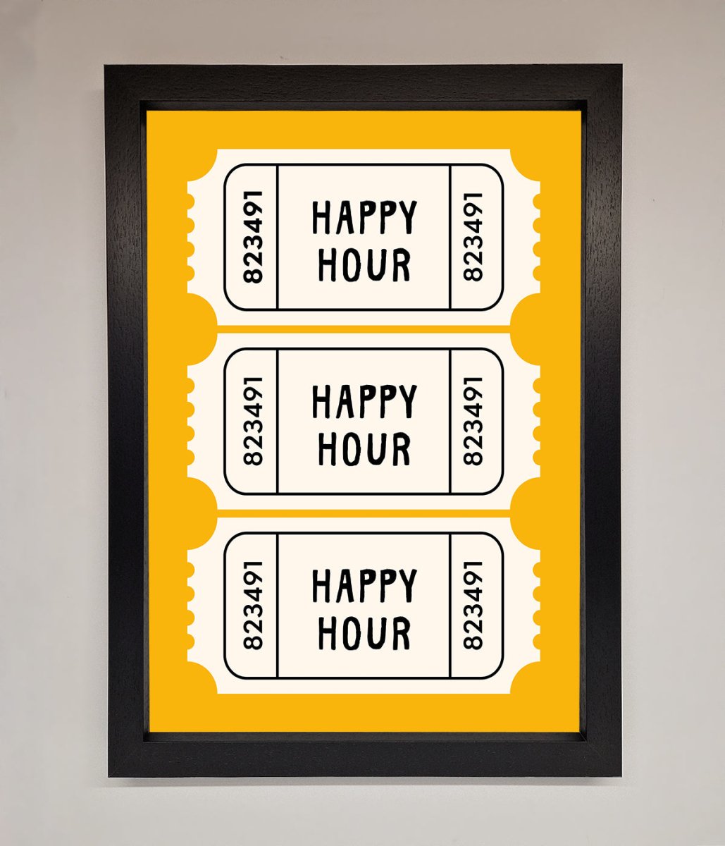 Happy Hour Mustard Framed Wall Art