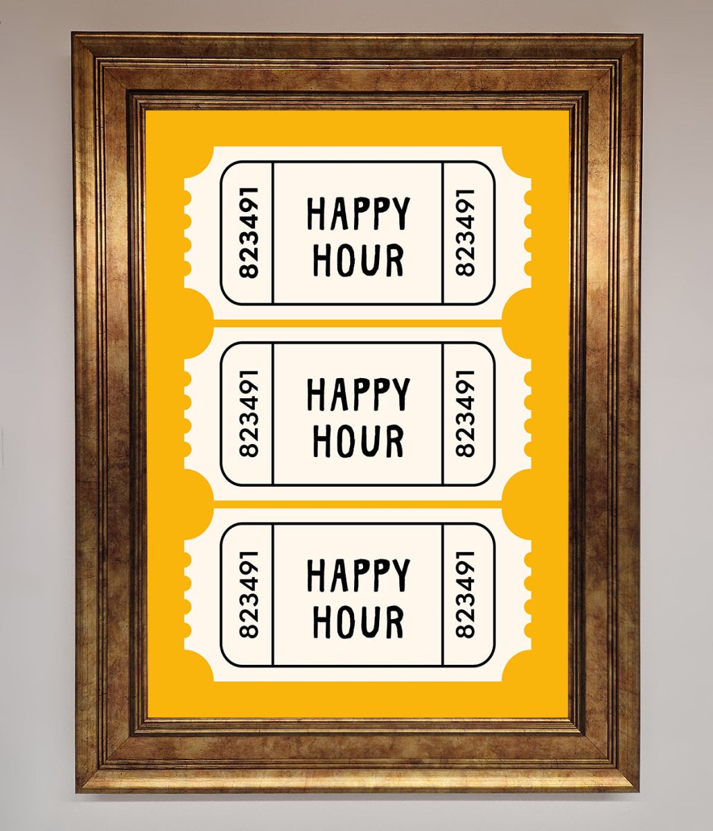 Happy Hour Mustard Framed Wall Art