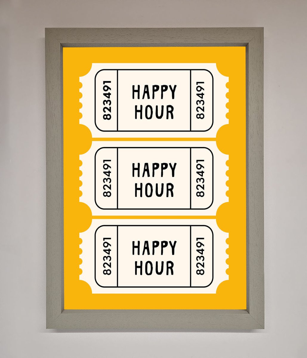 Happy Hour Mustard Framed Wall Art