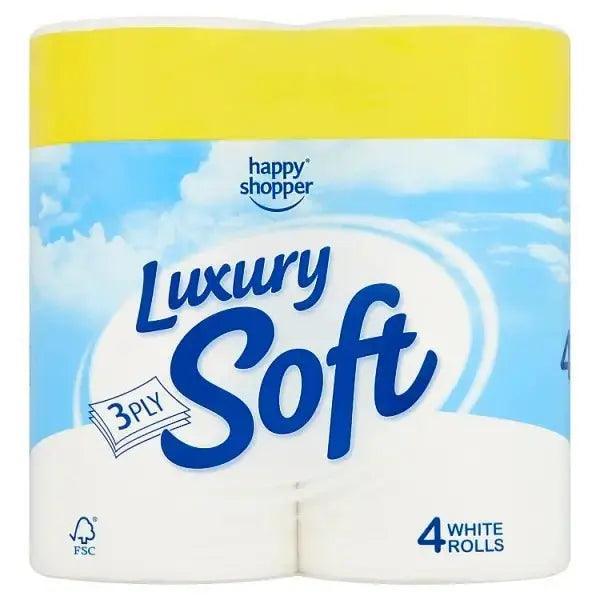 Happy Shopper Luxury Soft 3 Ply 4 White Rolls - Case of 10