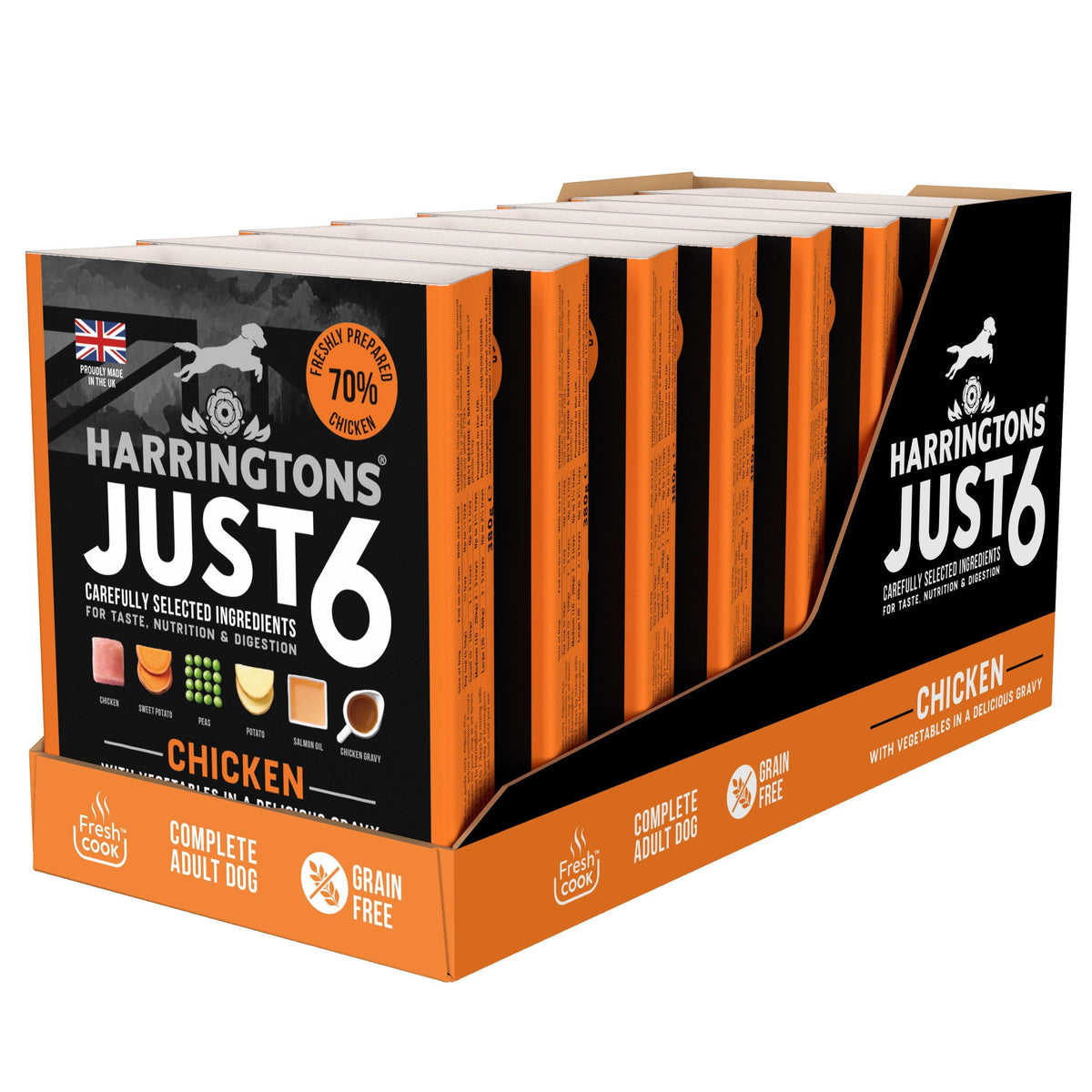Harringtons Just 6 Complete Adult Chicken Trays 380g - Case of 8