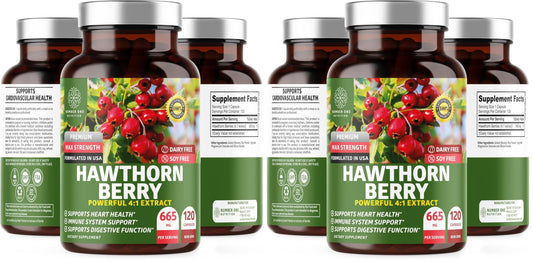N1N Premium Hawthorn Berry Capsules – Max Strength 2660mg, 120 Caps (Pack of 2)