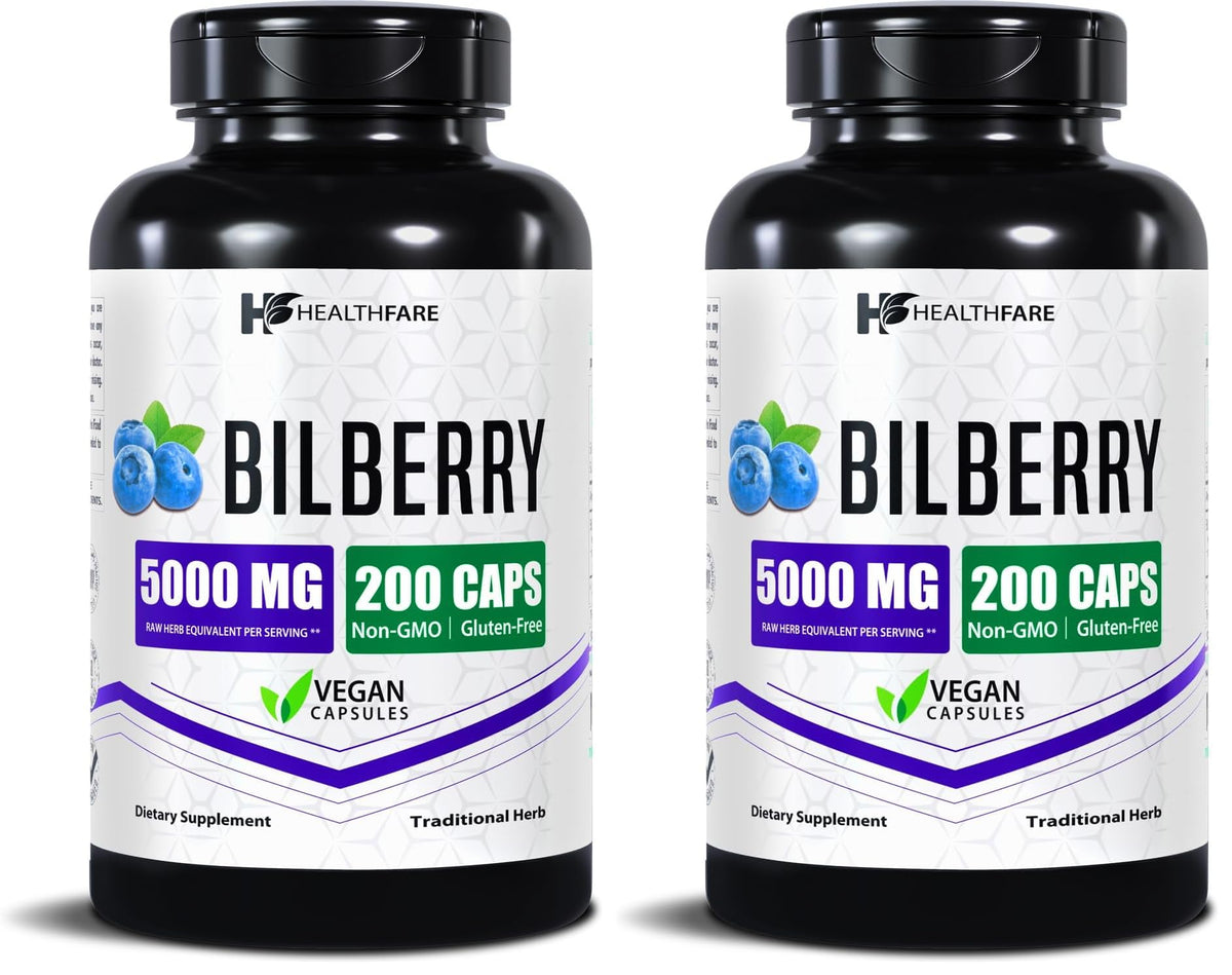 Healthfare Bilberry Eyes Supplement – 5000mg Extract, Vegan