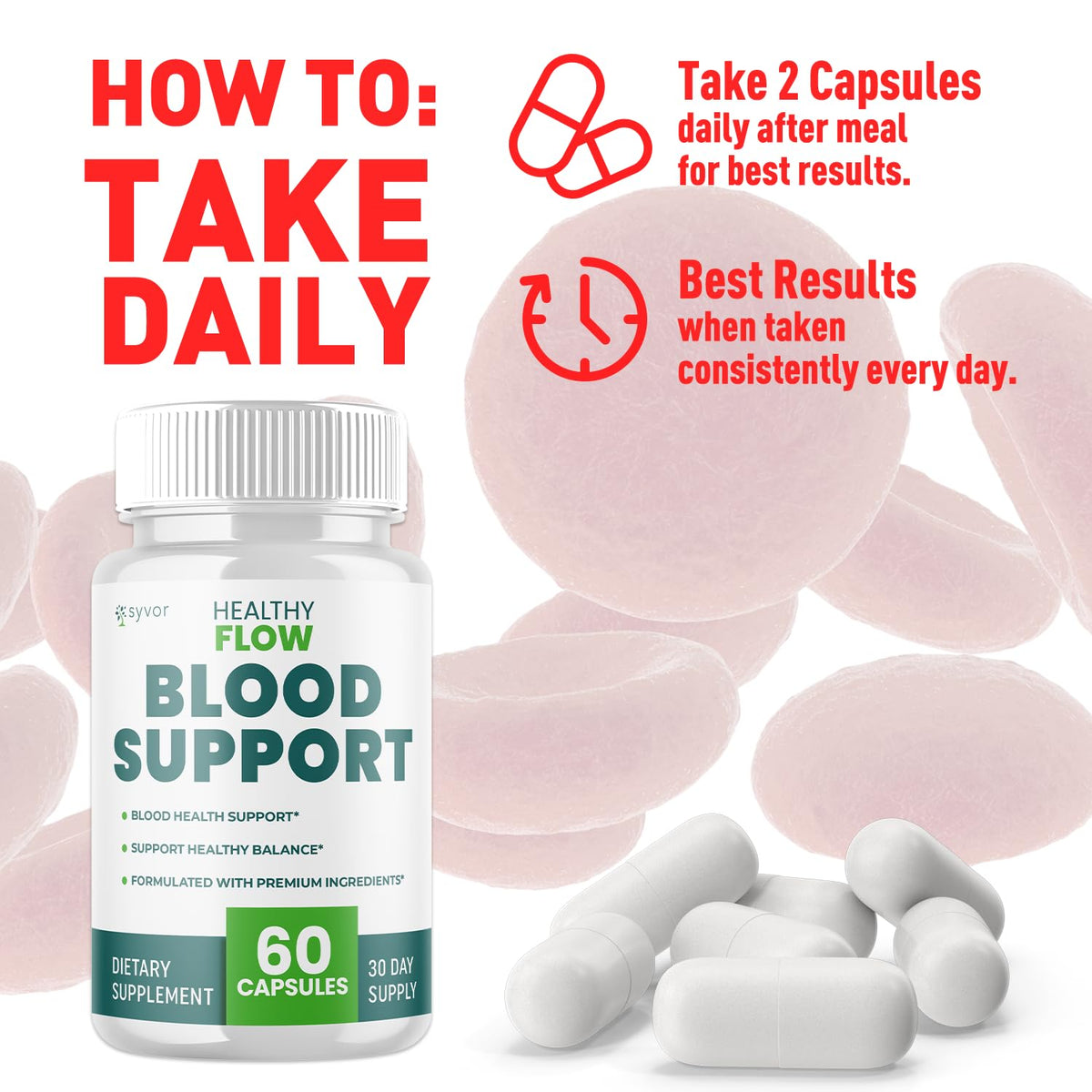Healthy Flow Blood Support Capsules - 2 Pack (120 Capsules) | All-Natural Formula