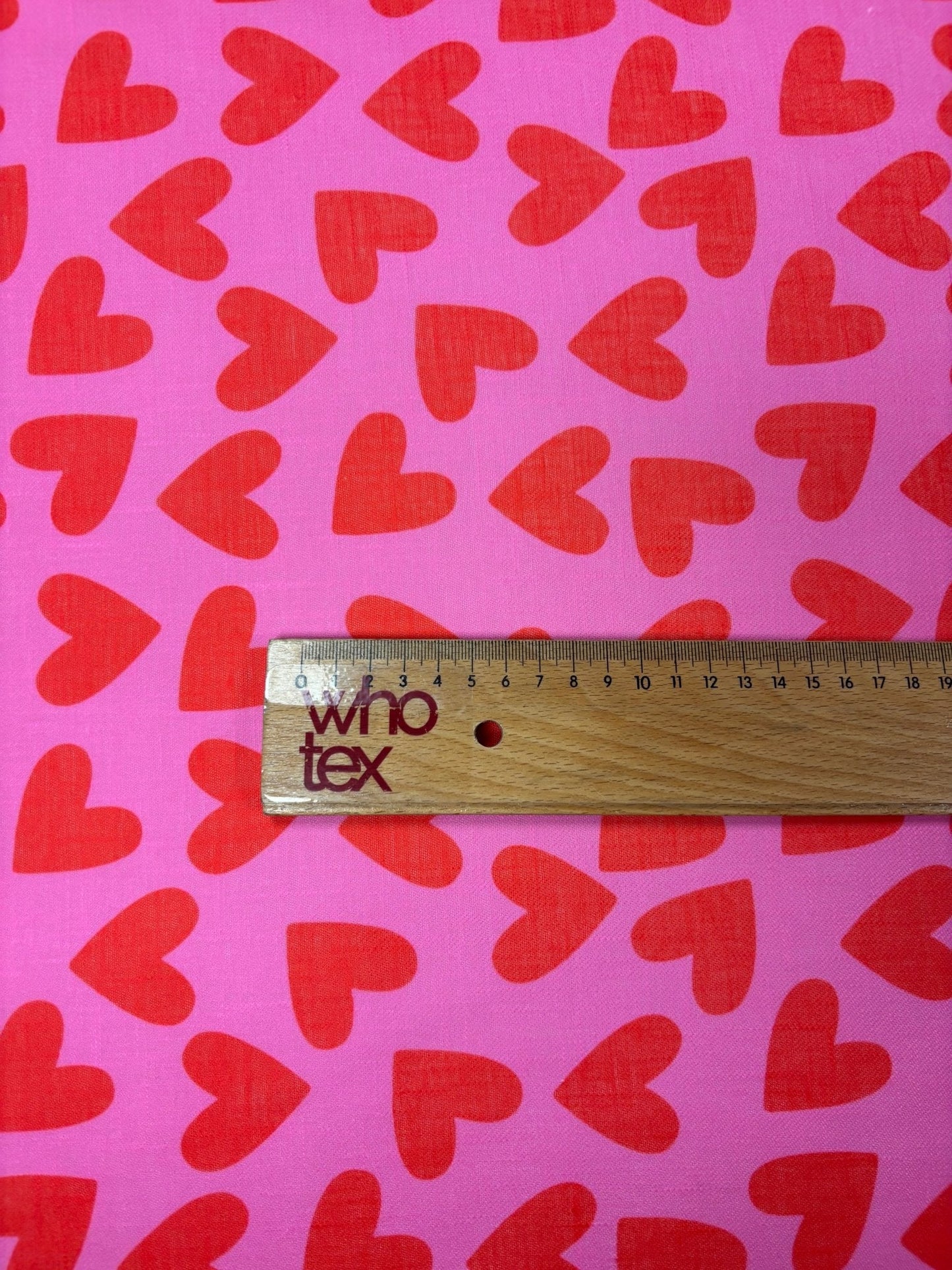 Red Heart Print Pink Fabric by the Metre