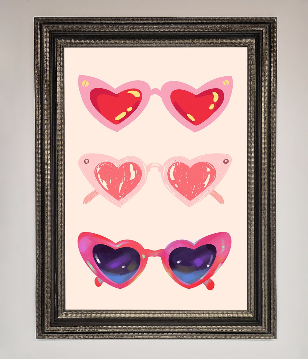 Heart Sunglasses Framed Poster